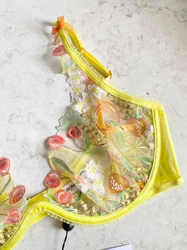For Love & Lemons NWT Mirabelle Underwire Bra Size 38C Yellow
