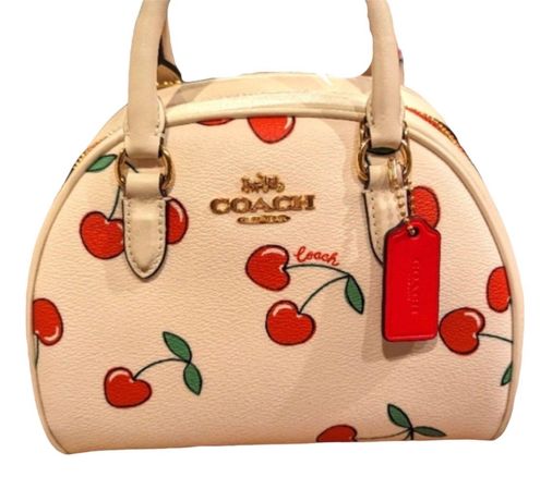 Coach Sydney Satchel with Heart Cherry Print