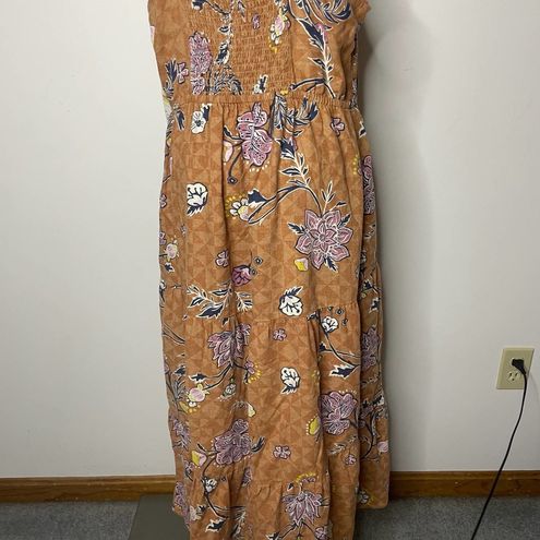 Sonoma Linen Midi Dress LARGE Floral Cottagecore Sleeveless Tiered V-Neck  NWT - $34 New With Tags - From Twisted