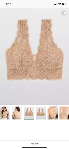 Aerie Eyelash Lace Padded Plunge Bralette Tan - $7 (82% Off Retail) - From  Samaria