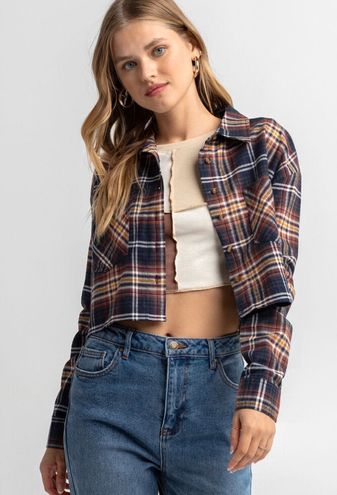 RSQ Womens Crop Flannel Shirt