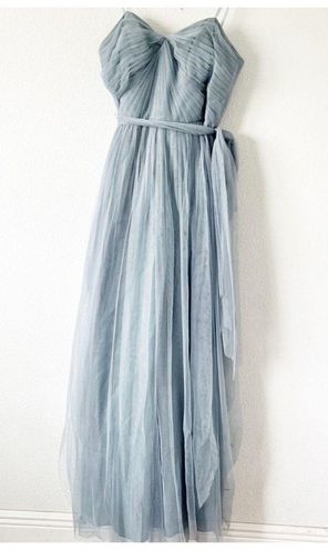 Adrianna Papell Strapless Tulle Convertible Gown in Slate Blue