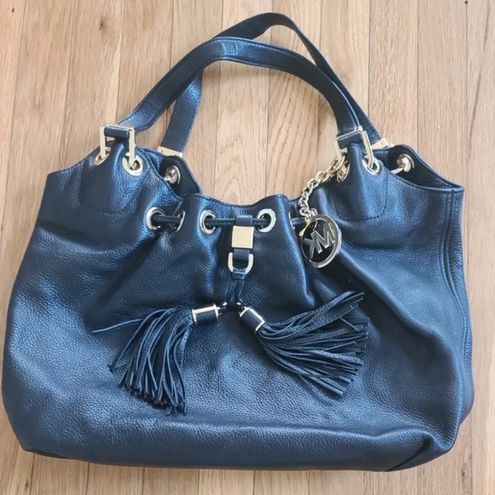 Michael Kors Black Leather Camden Tassel Shoulder Bag