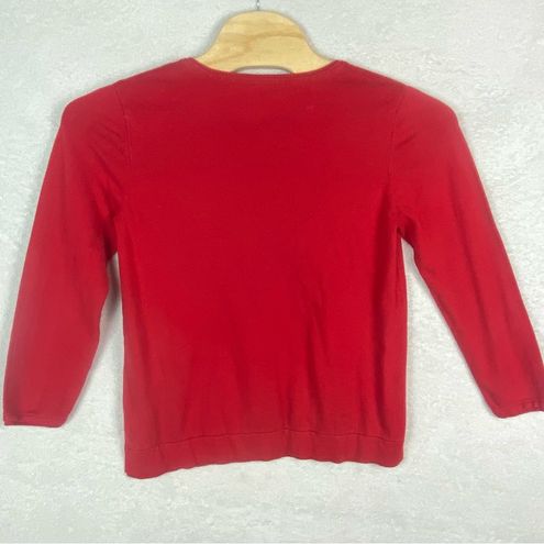 J.Jill V-Neck Sweater Womens Large Bright Red Soft Stretchy - $25 - From  Knotty