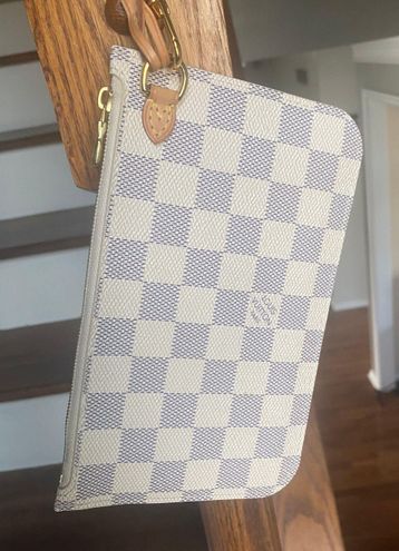 🔥NEW LOUIS VUITTON Large Damier Azur Pink Pouch Pochette Wristlet ❤️RARE  GIFT