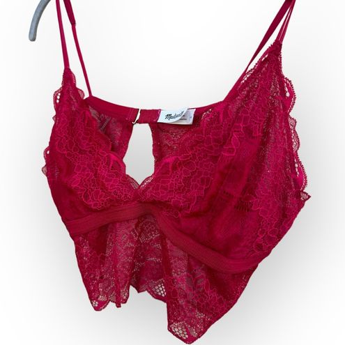 Madewell Liana Longline Lace Bralette Red Size Large