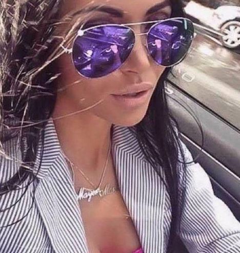 Authentic Chanel Violet Calfskin/Metal Aviator Pilot Sunglasses