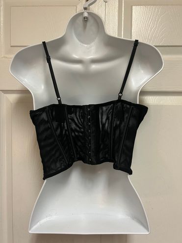 Windsor Total Grunge Faux Leather Corset Mesh Top