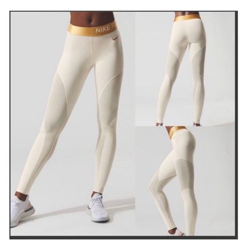 Nike Pro Metallic Full Length Workout Legging Tights Gym Gold White Xl  Xlarge - $35 - From Beth Ann