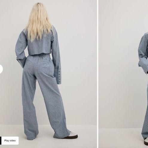 NA-KD x Hanna Schonberg drawstring pants in blue stripe - part of a set