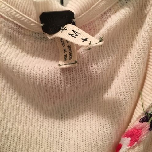 Free People NWT Cream Colored Embroidered Thermal Henley Top Size M - $25  New With Tags - From Meredith
