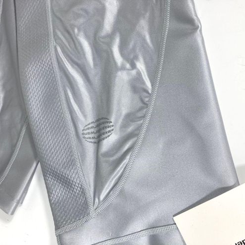 NWT Alexander Wang Active Panty Line Crop High Waist Leggings Metallic  Silver XL 