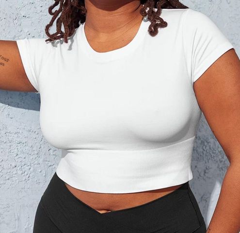 Aerie Sidewalk Seamless Cropped Tshirt White Size M - $25 (28% Off