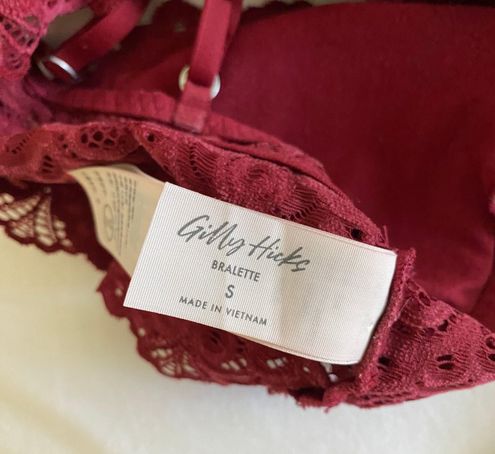 Hollister Gilly Hicks Red Chenille Lace Longline Bralette - Women's