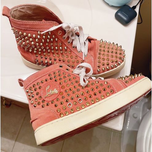 Christian Louboutin, Shoes, Authentic Christian Louboutin Peach Nubuck  Spike Louis Orlato Mid Top Sneakers