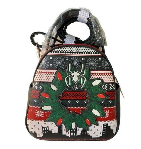 Marvel Spider Man Christmas Sweater Crossbody Mini Backpack Glow in the  Dark