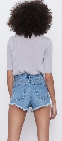hi rise denim shorts trf