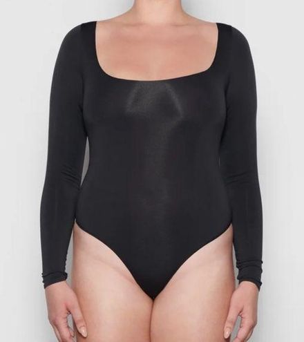 SKIMS long sleeve scoop neck essential body suite soot size 4X/5X - $45 -  From Cutie