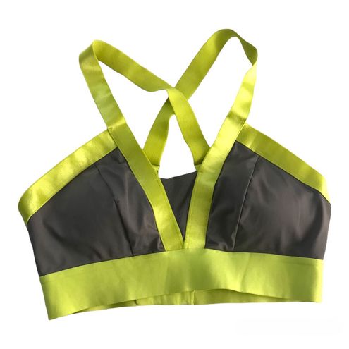 Fabletics Aza Medium Impact Sports Bra Light Pewter / Wild Lime