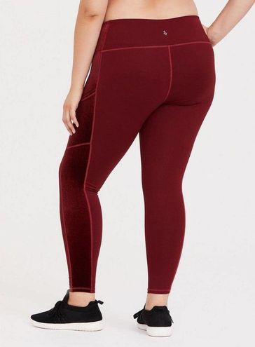 Torrid Burgundy Red and Velvet Inset Active Legging with Pockets Activewear  3XL Size 3X - $39 - From Jillian