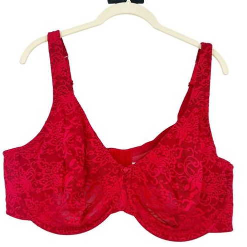 Cacique Lane Bryant Womens Floral Lace Underwire Full Coverage Bra Size 46DD  Red - $31 - From Danielle