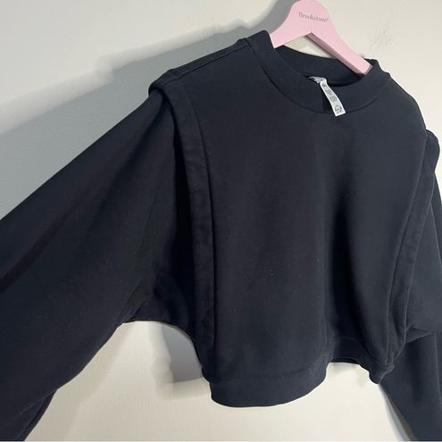 Alo Yoga Crop Fresh Coverup Sweatshirt Black Size Medium - $54 - From  Marilyn