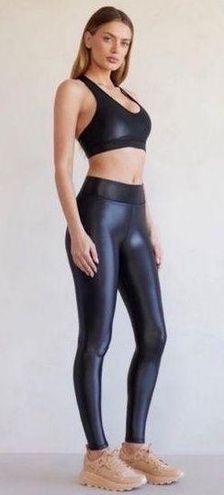 Carbon38 High Rise Shine Black Leggings Size L