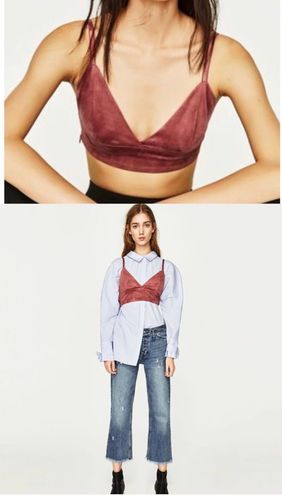 ZARA Suede Bralette / Crop Top Pink Size L - $21 (27% Off Retail