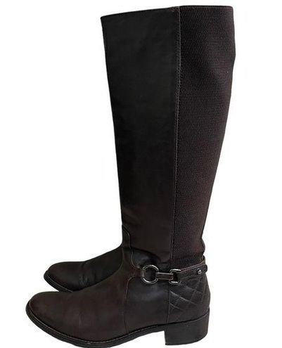 Aquatalia Nia Knee High Stretch Leather Riding Boots Brown Size 7