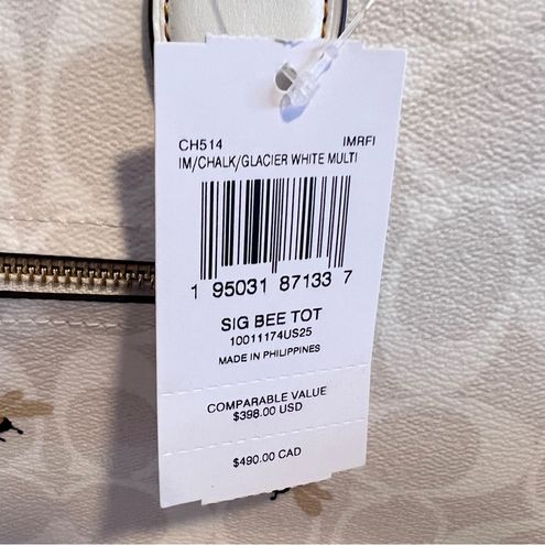 NWT Coach Gallery Tote In Signature Canvas With Bee Print CH514
