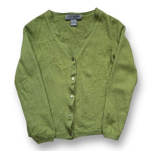 Vintage Lulu Bravo Cardigan Sweater Green Vneck Button Front Merino Wool  Size XS - $19 - From Amy