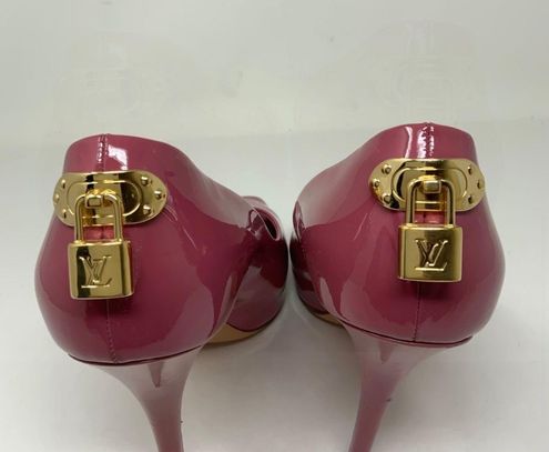 Louis Vuitton Pink Patent Leather Peep Toe Logo Padlock Stiletto High Heels  Shoe Size 10 - $650 (64% Off Retail) - From Galore