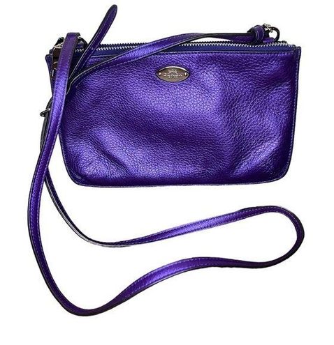 Coach Lyla Double Gusset Pebble Leather Purple Iris Crossbody