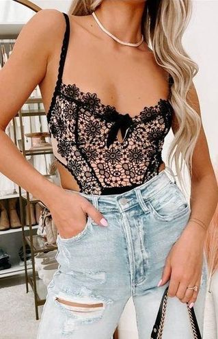 In Bloom Black Bodysuit