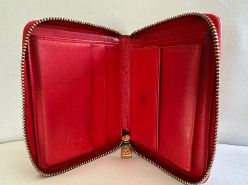 LOUIS VUITTON Wallet Round Zip Pomdamul M91981 Vernis Patent Leather Enamel  Red