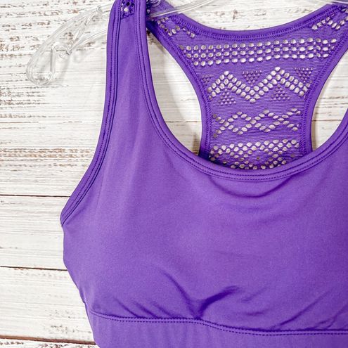 Zyia Active Purple Lace Mesh Back Bomber Sports Bra, EUC, Size Medium - $32  - From Melissa