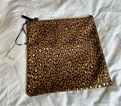 Foldover Clutch in Cognac Leopard