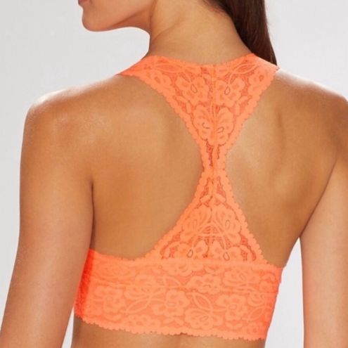 Free People Intimately Lt Orange Lace Galloon Halter Bralette Bra