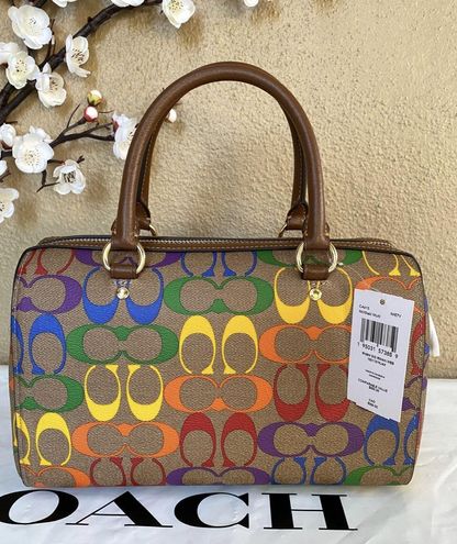 Coach Mini Bennett Satchel in Signature Canvas with Rainbow