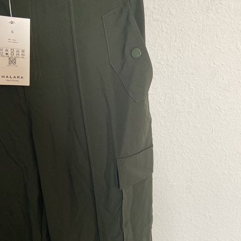 Halara Green High Waisted Multiple Pocket Wide Leg Nylon Cargo