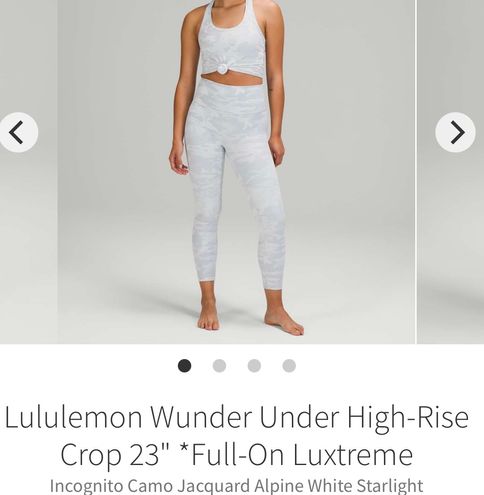 Lululemon Wunder Under Crop 23 Size 4 Incognito Camo Jacquard Alpine White  Camo