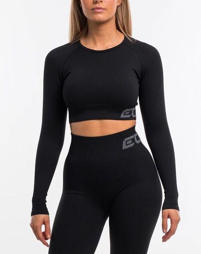 ECHT Arise Comfort Cropped Long Sleeve Top Black Ribbed Women's Size Small  - $26 - From Megan