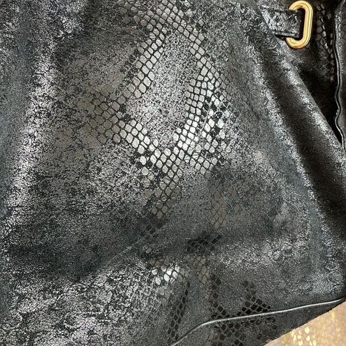 Michael Kors black snakeskin gold chain hardware tote purse, used, medium  size - $29 - From Jessica