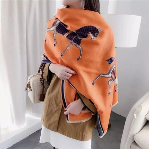 Calia Designer Inspired Horse Scarf - Orange