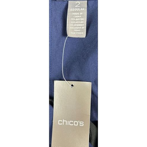 Chico's So Slimming Pants Size Large 2 Blue Regular Slim Leg Tummy