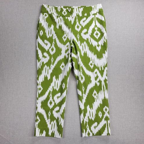 Chico's So Slimming Womens Pants Size 6P Green Brigitte Ikat Palm Spring  Crop - $14 - From Annette