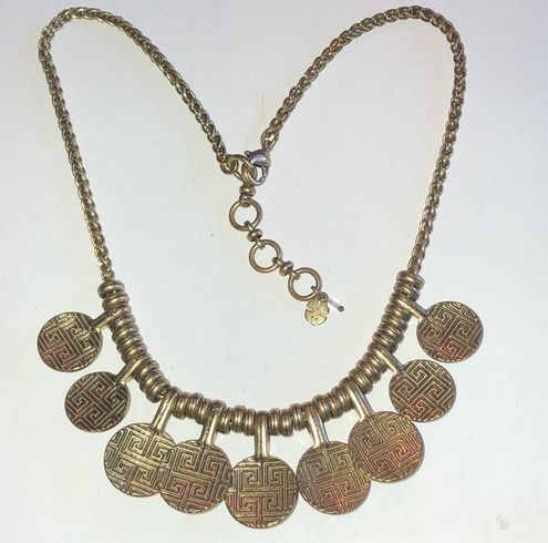 Lucky Brand Brass Tone & Yellow Rhinestone Runway Boho Statement