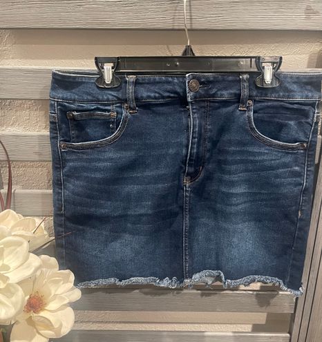 American Eagle Curvy High Rise Denim Mini Skirt Size 14 Blue