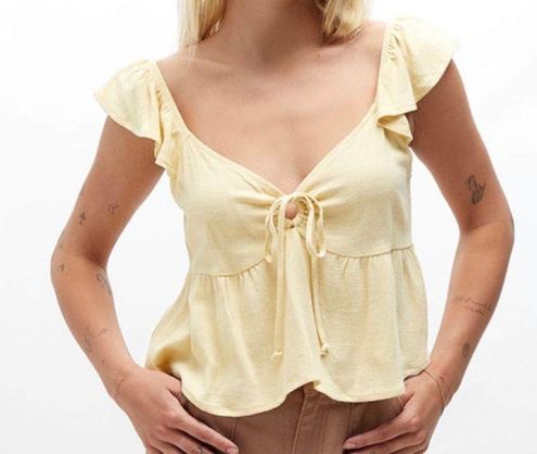 LA Hearts Keyhole Linen Babydoll Top