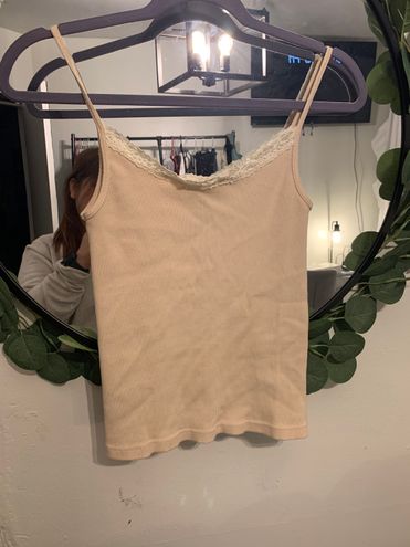 Brandy Melville Skylar Lace Ribbed Tank Tan - $18 - From Aracely